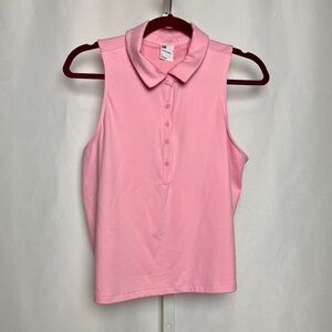 All In Motion Womenʻs Sleeveless Pink Performance Cropped Polo Shirt XL